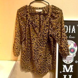 Loft Cheetah Print 3/4 Sleeve Top